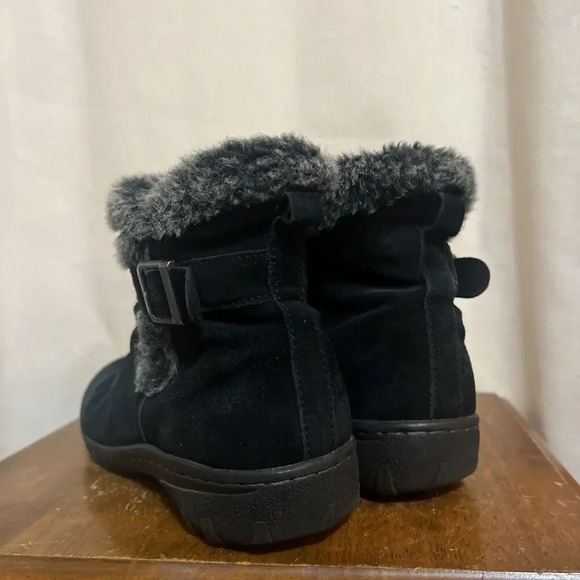 KHOMBU Womens All-Weather Lindsey Suede Boots‎ Size 7 Black Fur Ankle Booties - Picture 3 of 8